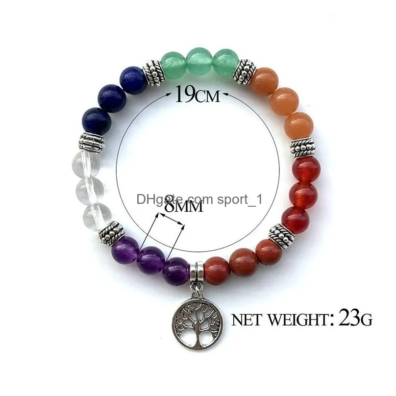 natural crystal stone beaded bracelet life tree bracelets yoga power stone creative gift