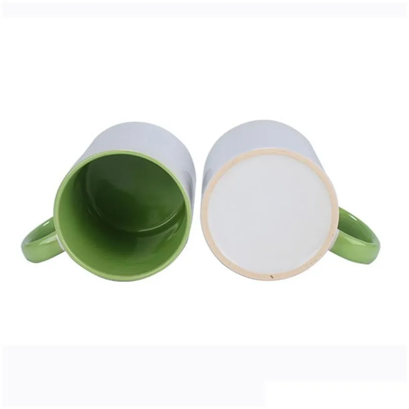 9 colors heat transfer ceramic mug with handle internal color sublimation blank coffee cups 320ml home creative water cup