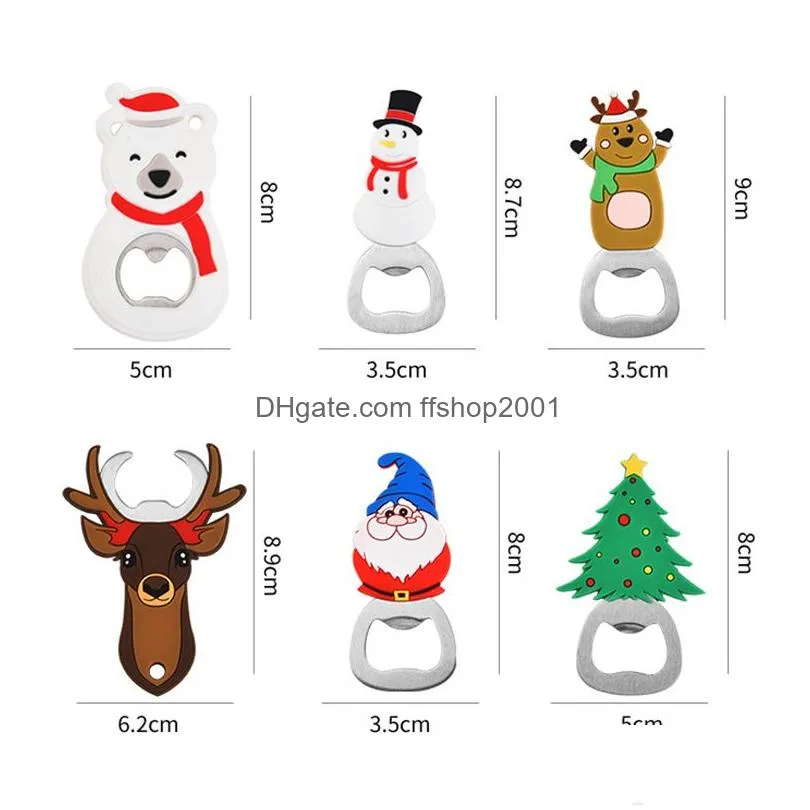 portable christmas bottle openers creative cartoon stainless steel corkscrew silicone opener household kitchen tool