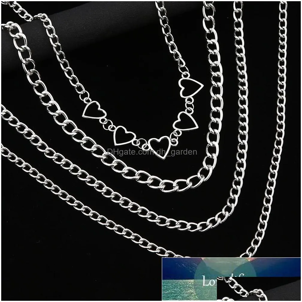 layered heart chain necklace set for girls punk aesthetic cute women choker female fashion jewelry on the neck gift factory price expert design quality latest