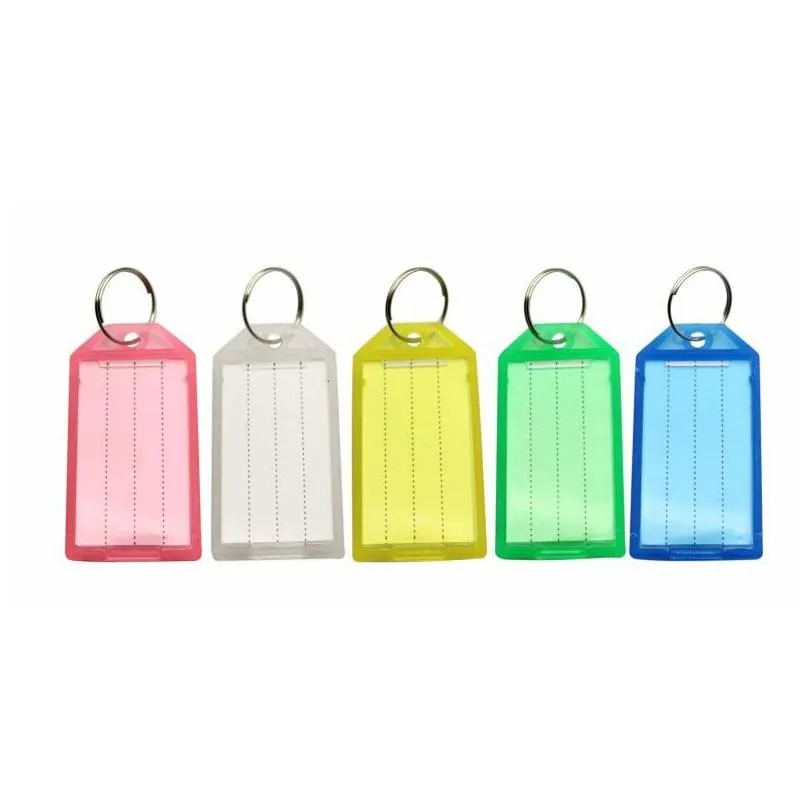 color plastic luggage tag keychain pendant hotel diy tags card key ring 5 colors