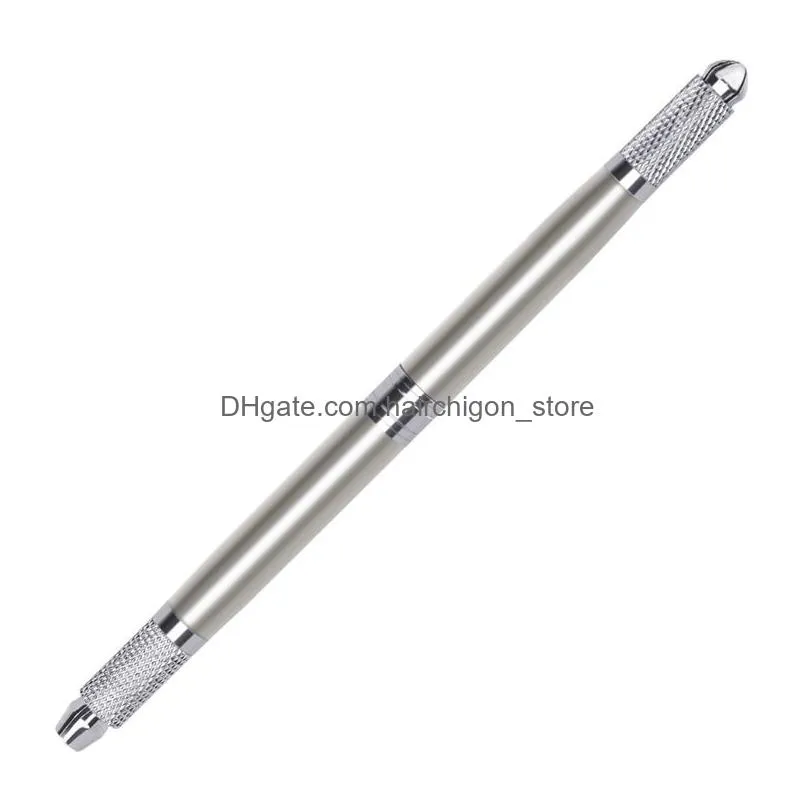 multifunctional detachable double head manual tattoo pen microblading permanent makeup eyebrow tools 2 usage for flat or round needles