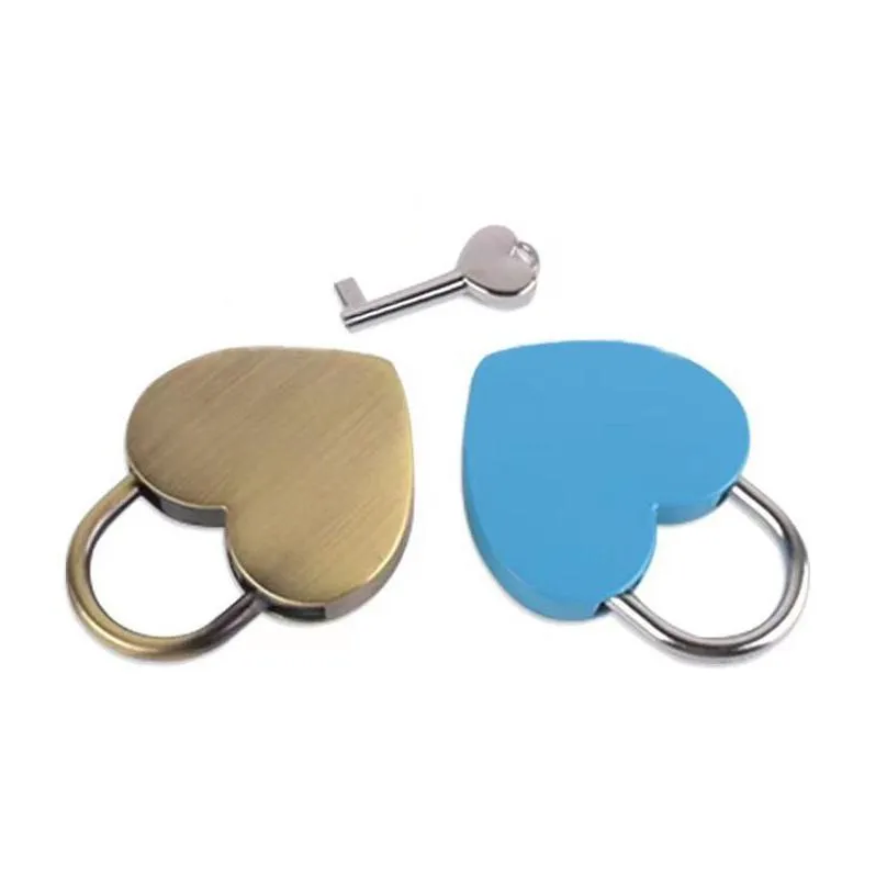 heart shaped concentric lock metal mulitcolor key padlock gym toolkit package door locks building supplies 45x58x8mm