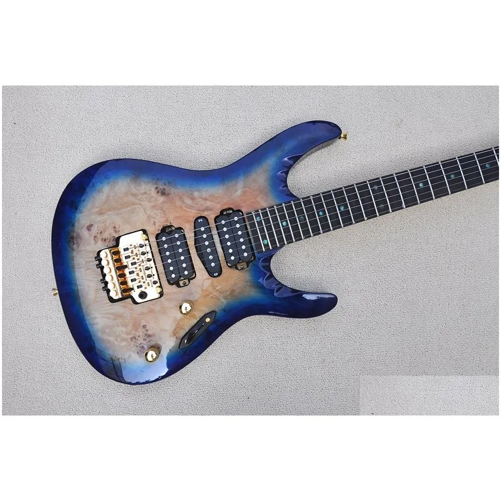 factory custom blue body electric guitar with scalloped rosewood fingerboard 24 frets gold hardware