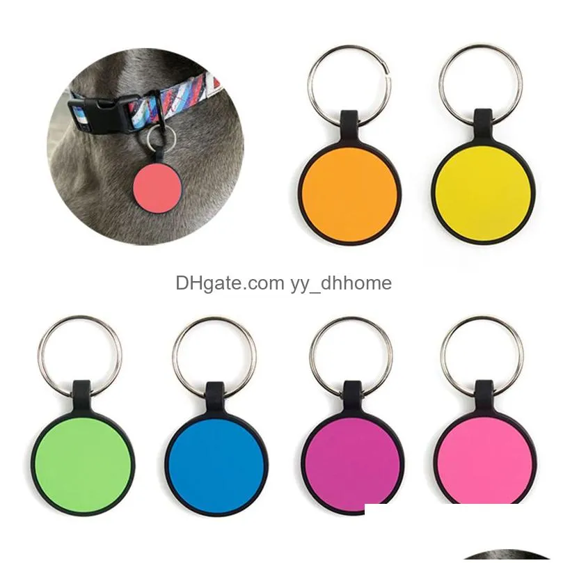 food grade silicone pet tag keychains diy round cat and dog tags pet id card keyring