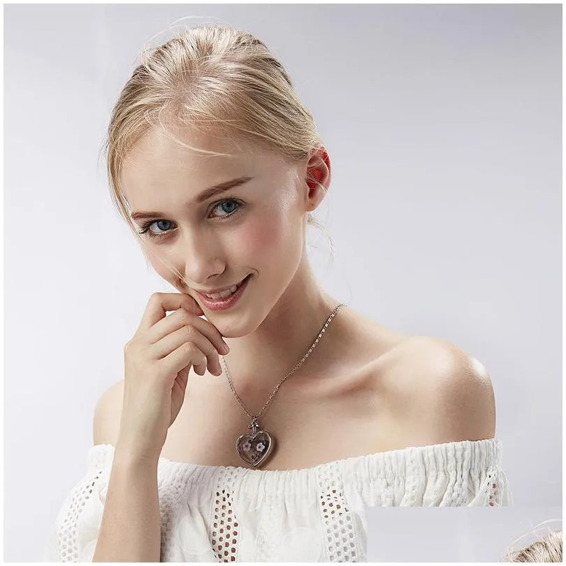 heart shaped crystal pendant necklace creative dry flower necklace womens fashion accessories