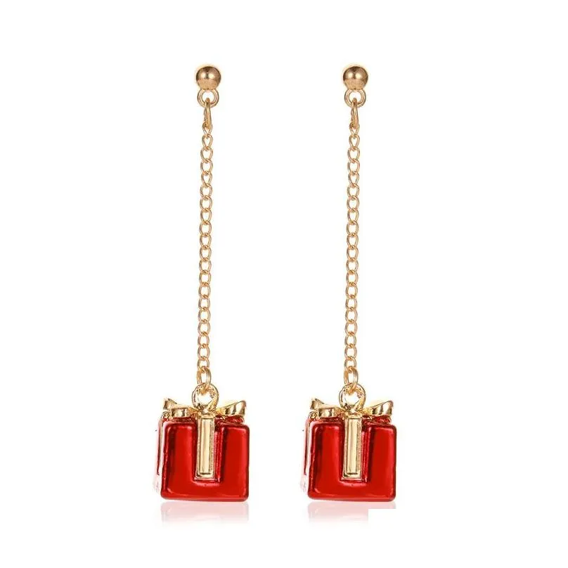 christmas gift tassel earrings party favor cartoon snowflake elk pendant earrings fashion jewelry accessories
