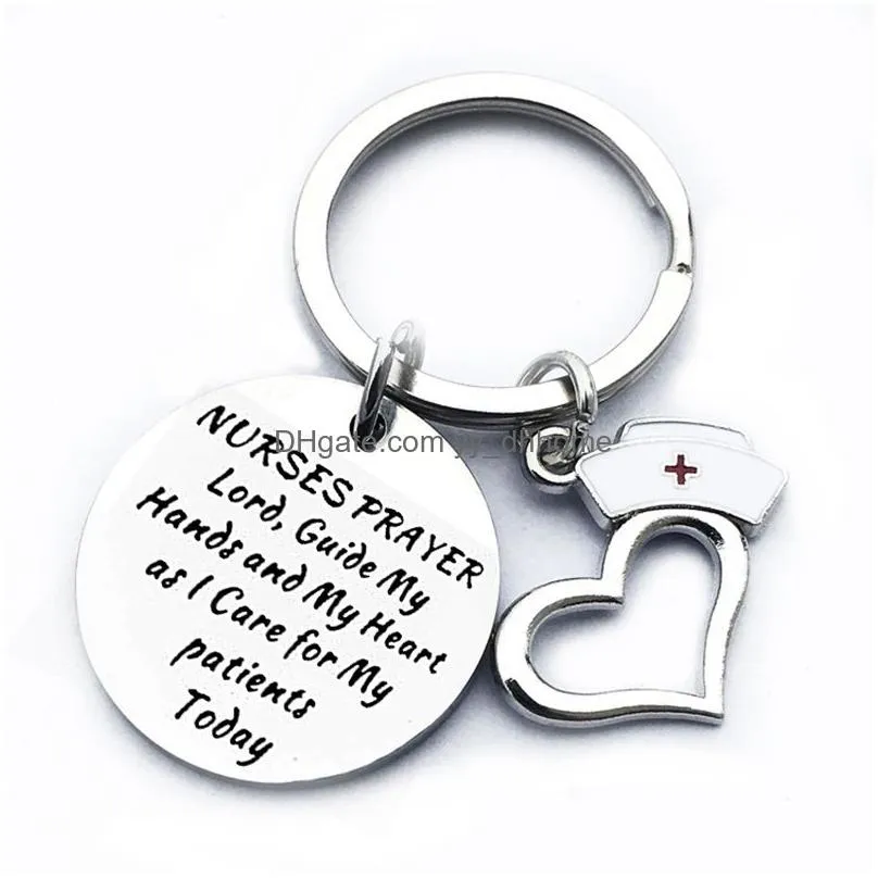 stainless steel nurses keychains pendant i am a nurse keyring luggage decoration key chain medical student gifts