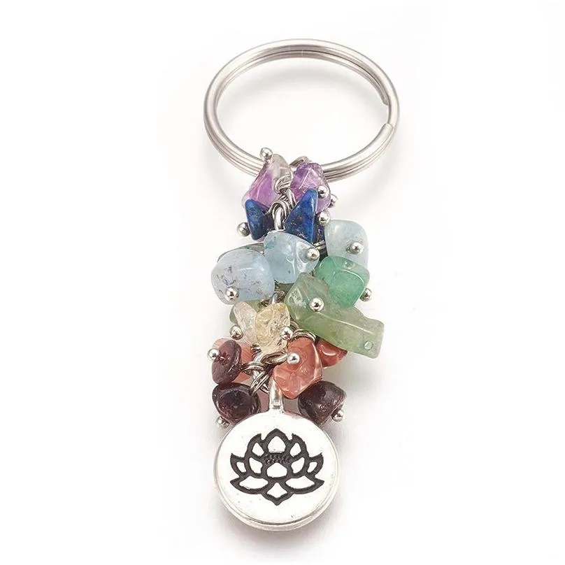 natural crystal keychain pendant broken gems tassel keychain luggage decoration key chain birthday gift keyring