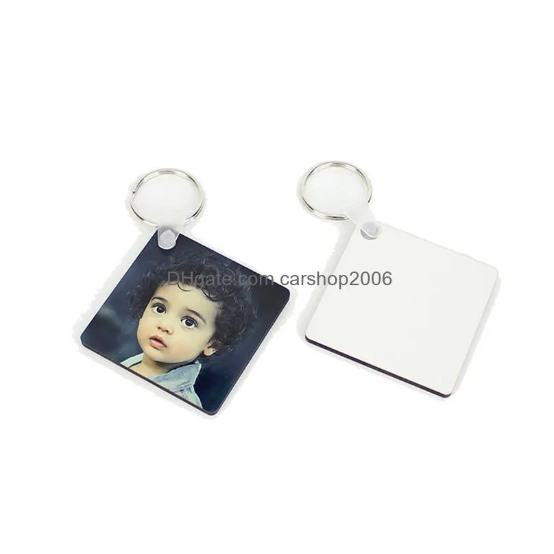 sublimation blank wooden keychain double sided heat transfer square keychain pendant diy gift keyring