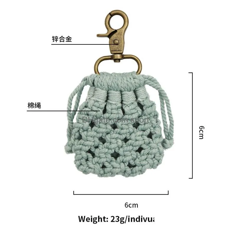hand woven headset case keychain diy personalized mesh bag key chain bag decorative pendant keyring