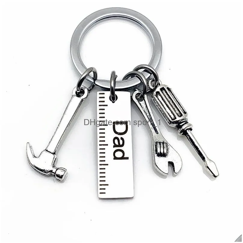 stainless steel keychain pendant creative hammer screwdriver wrench tool keyring car decoration key chain fathers day gift