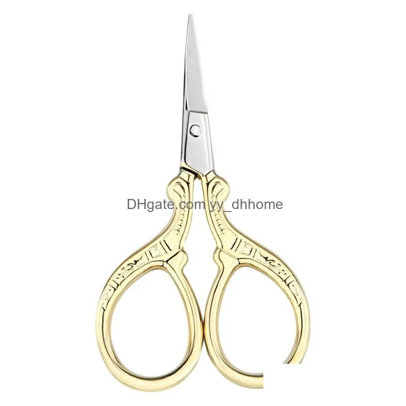 stainless steel handmade scissors round head nose hair clipper retro gold plated household tailor shears for embroidery sewing beauty