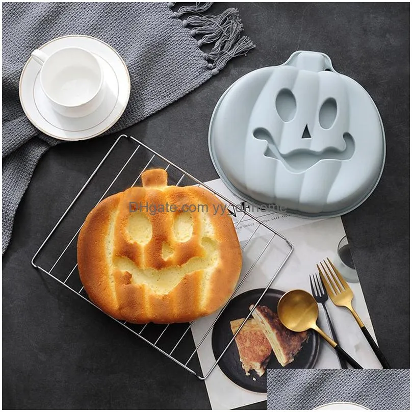 8 inch silicone baking moulds creative scary pumpkin cake tool halloween party supplies