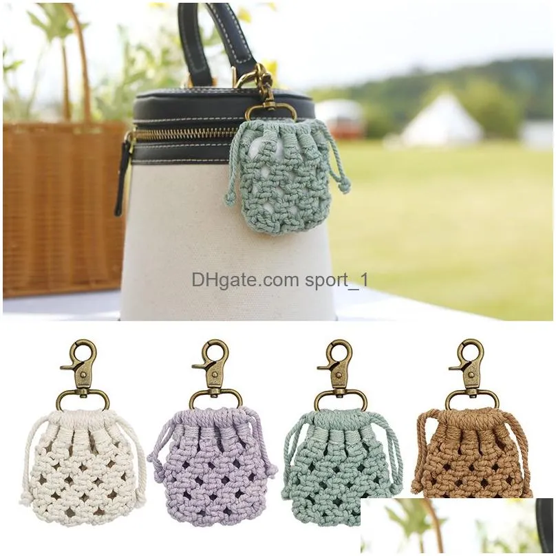 hand woven headset case keychain diy personalized mesh bag key chain bag decorative pendant keyring