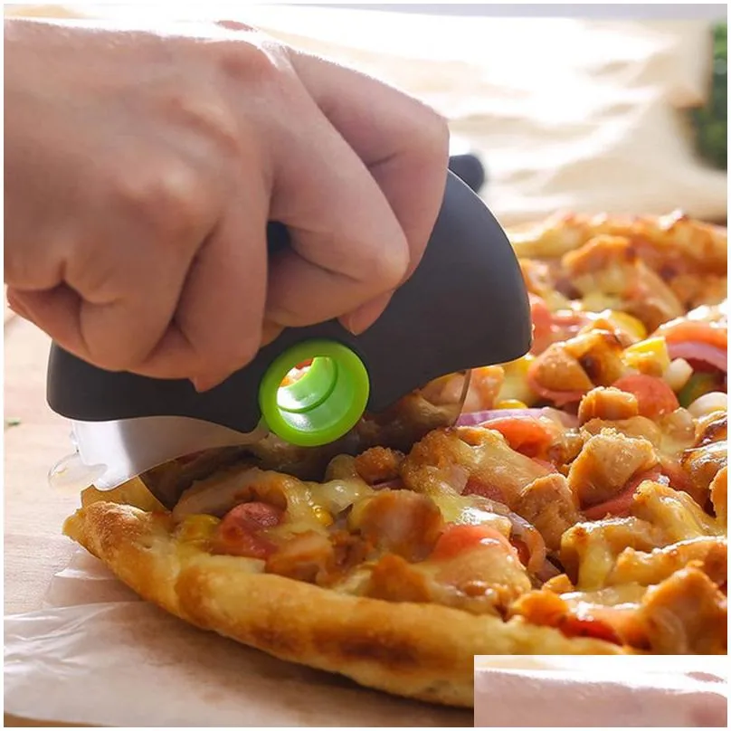 stainless steel pizza cutter home kitchen tools circular roller cake knife washable knives portable cover gadgets