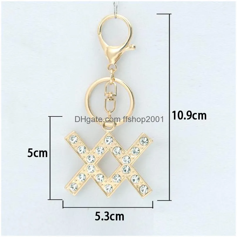 12 constellation keychains alloy diamond keychain bag fashion accessories pendant keyring key chain