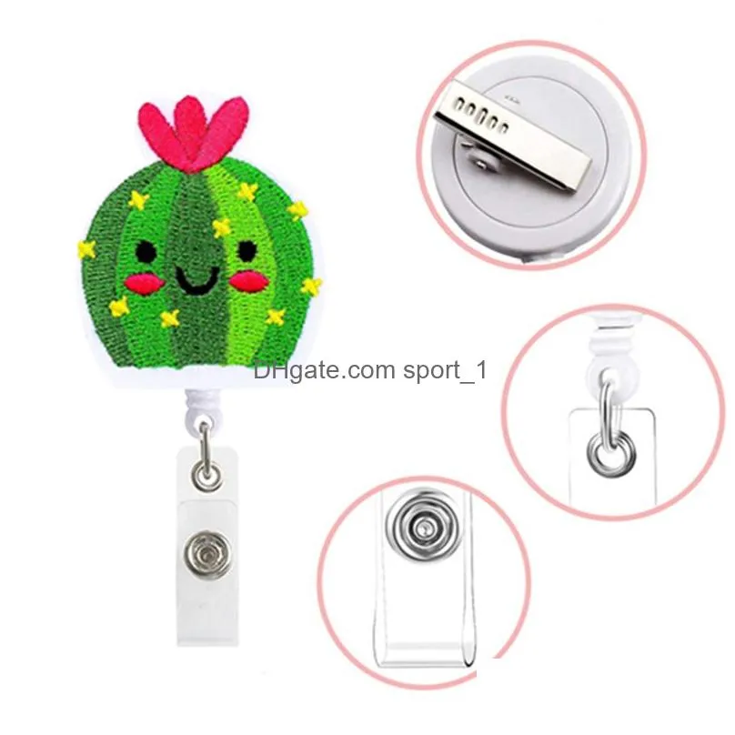 creative cactus badge keychain party favor retractable pull id badges holder with clip office supplies