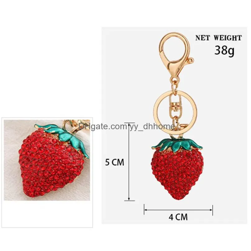 diamond strawberry keychains cartoon fruit keychain ladies bag decoration pendant fashion accessories key chain