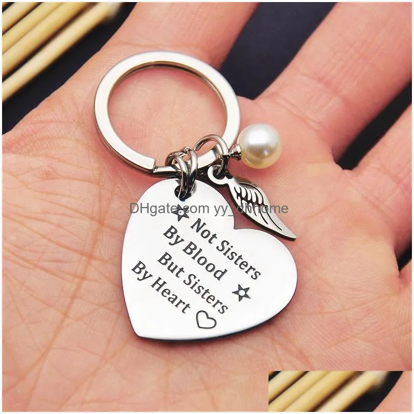 stainless steel keychain pendant a sister is god way of making creative luggage decoration key ring birthday party gift 30mm