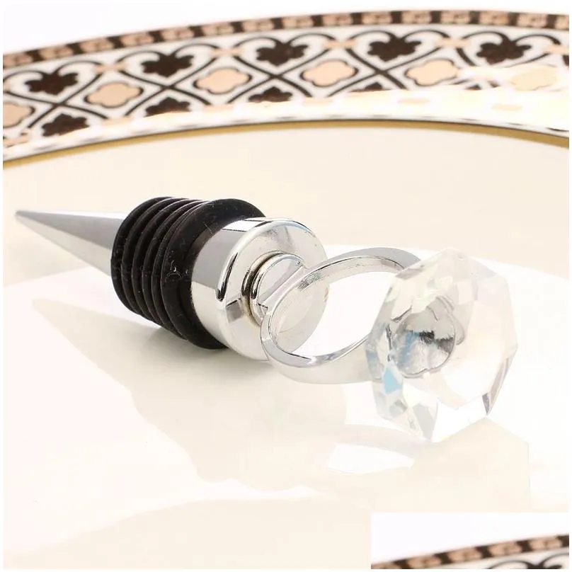 crystal diamond ring wine stoppers home kitchen bar tool champagne bottle stopper wedding guest gift gifts box packaging