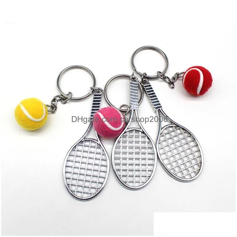 tennis keychain mini metal sports keychain bag decoration key chain craft keyring gift