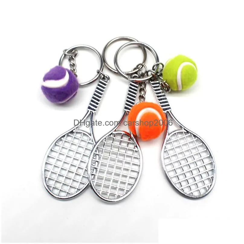 tennis keychain mini metal sports keychain bag decoration key chain craft keyring gift