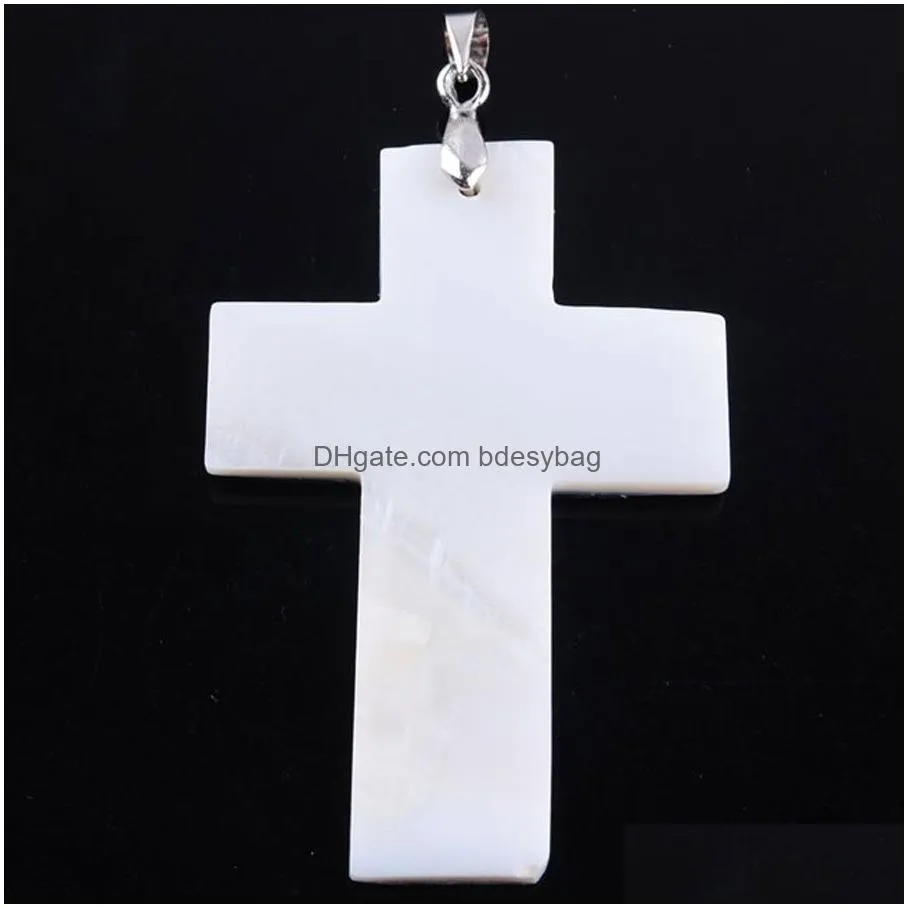 natural abalone shell pendant heart oval round cross bead pendants necklace ocean style jewelry for women men bn333