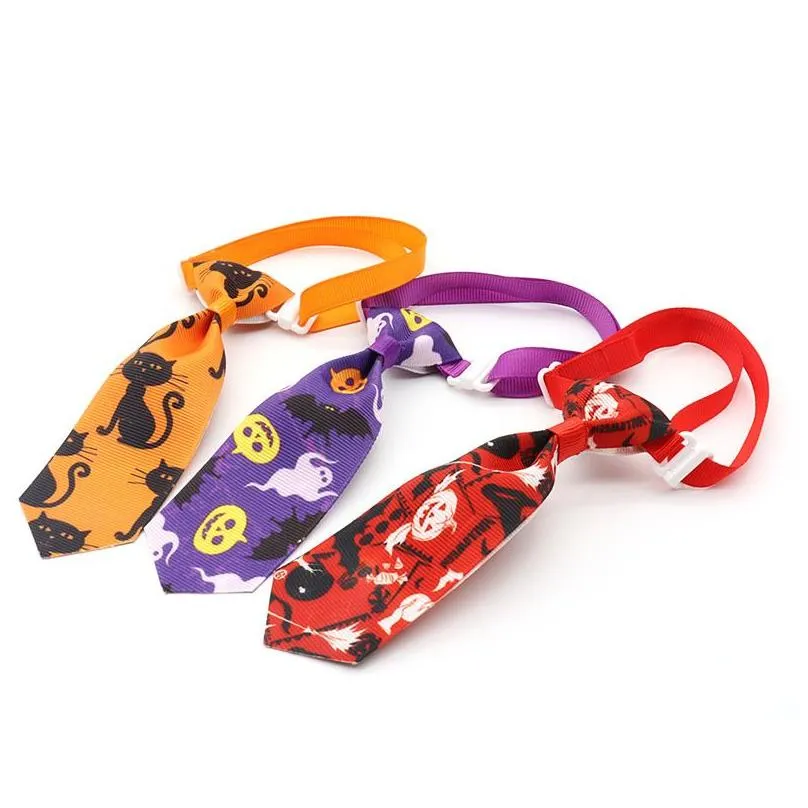 halloween pet tie dog apparel fashion print pumpkin skull dogs bow ties party decoration supplies 8 styles