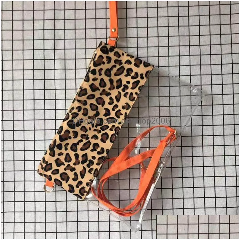 women leopard shoulder pvc bag fashion transparent waterproof crossbody purse bags grid leopards grain handbag