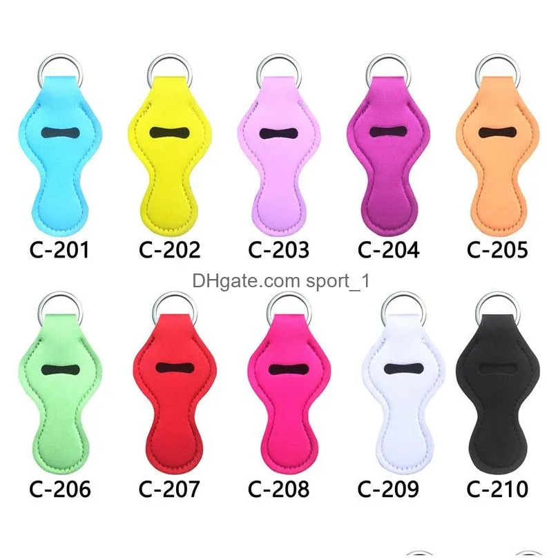 neoprene hand sanitizer bottle cover keychains candy color wristband keychain portable lipstick cover