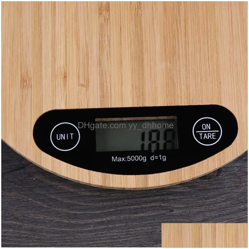 5kg/1g bamboo electronic scales round precision digital household baking kitchen scale portable