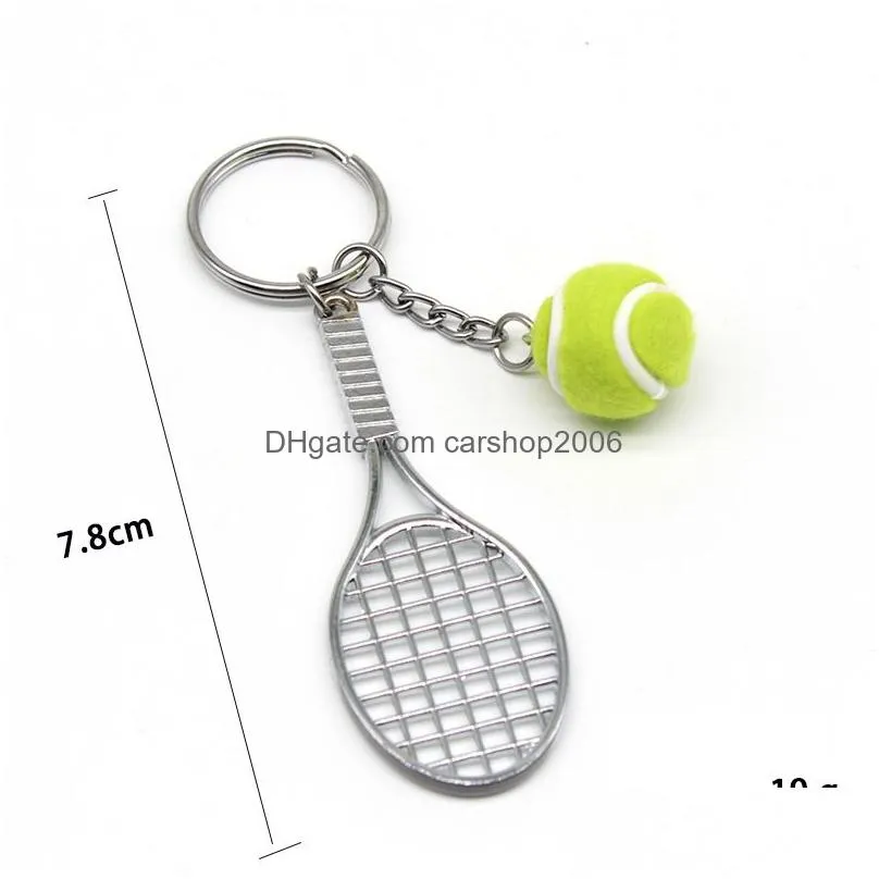 tennis keychain mini metal sports keychain bag decoration key chain craft keyring gift