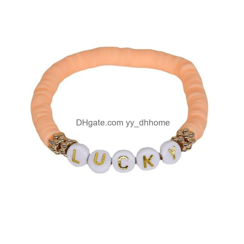 bohemia beaded bracelets letter bracelet beach soft pottery stretch bracelet fashion decoration jewelry gifts