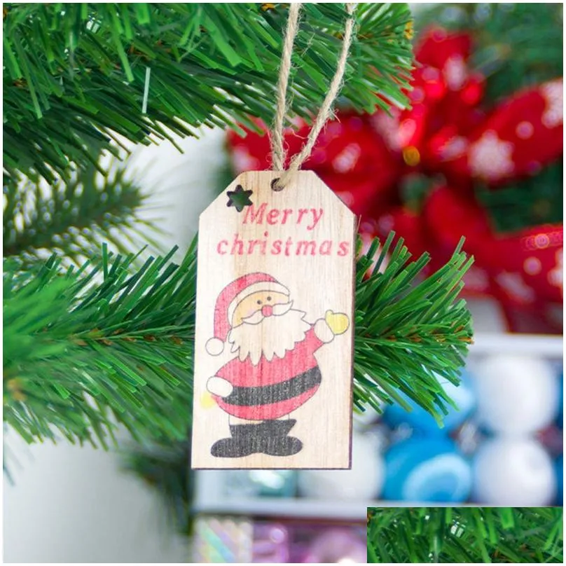 christmas tree decoration wooden pendant creative snowman elk cartoon pendants tag ornaments