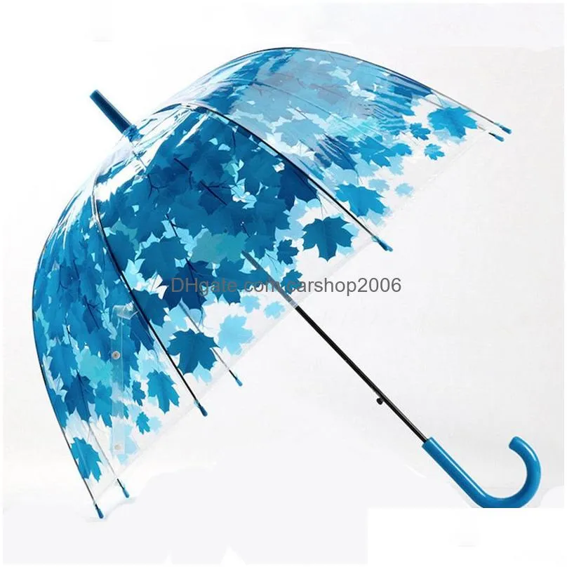 fashion long handle transparent umbrellas manual arched leaf bubble mushroom umbrella creative gift supplies 3 colors