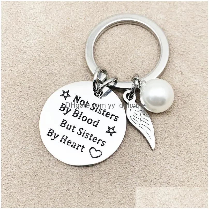 stainless steel keychain pendant a sister is god way of making creative luggage decoration key ring birthday party gift 30mm