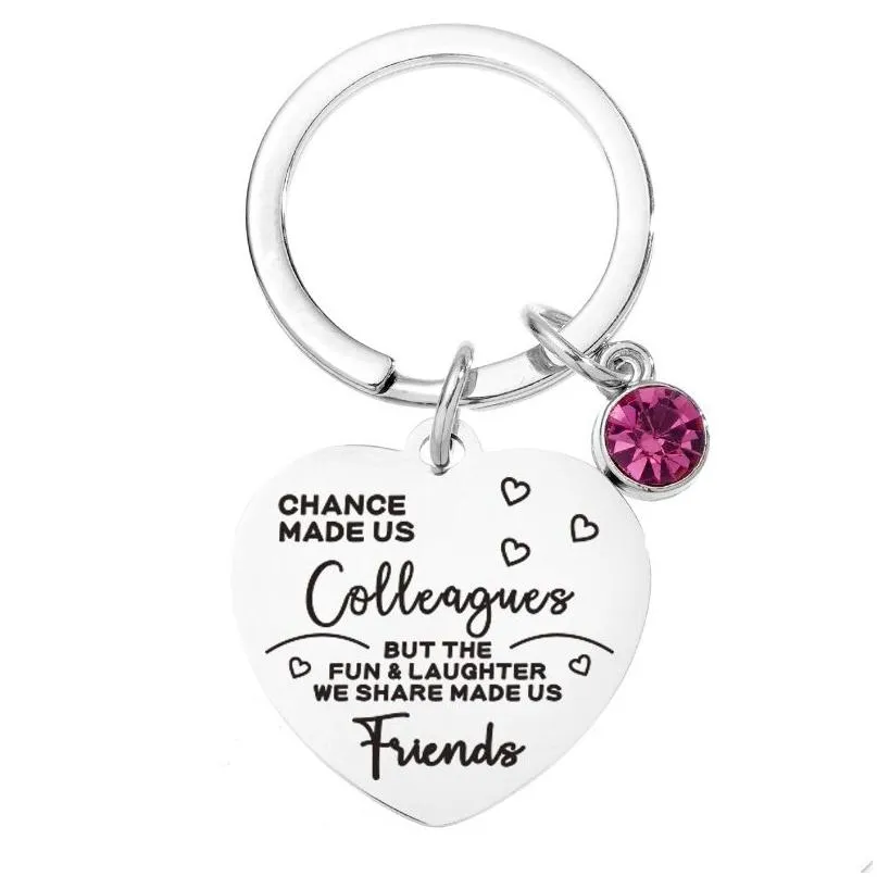 peach heart keychain pendant stainless steel heart diamond key chain colleagues friends gift keyring