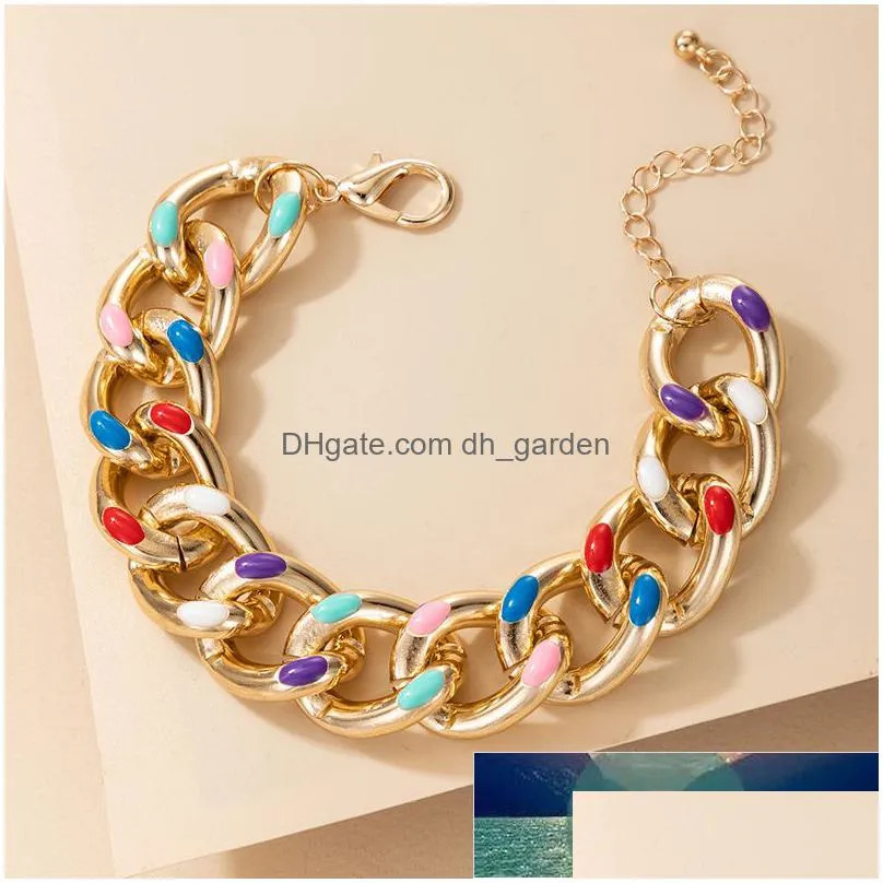 tocona punk colorful bracelets for women gold alloy metal hollow geometric chain adjustable jewelry gift wholesale 6666 factory price expert design quality