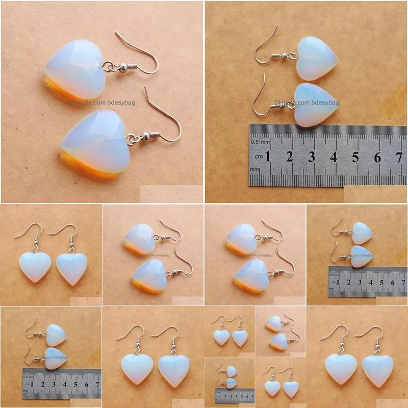 natural opal beads stone dangle chandelier earrings for women romantic heart shaped pendant hanging earring fashion jewelry r3288