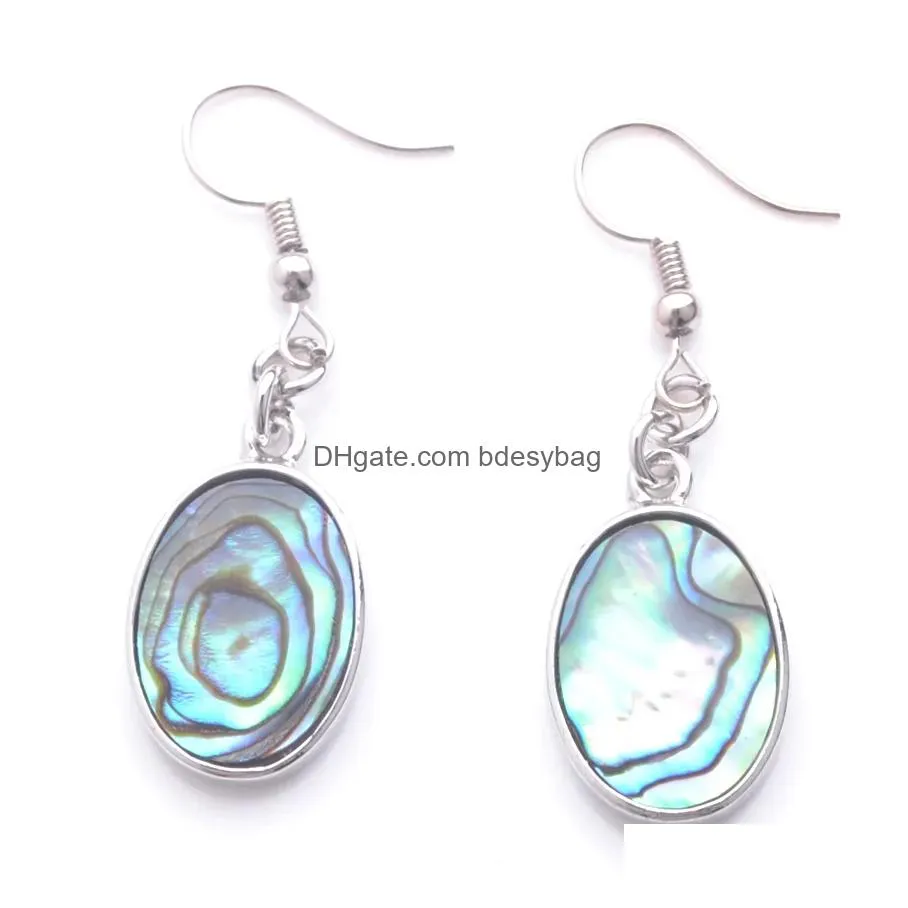  natural abalone shell pearl dangle hook earrings paua oblong oval round square colorful beads drop earring jewelry br352