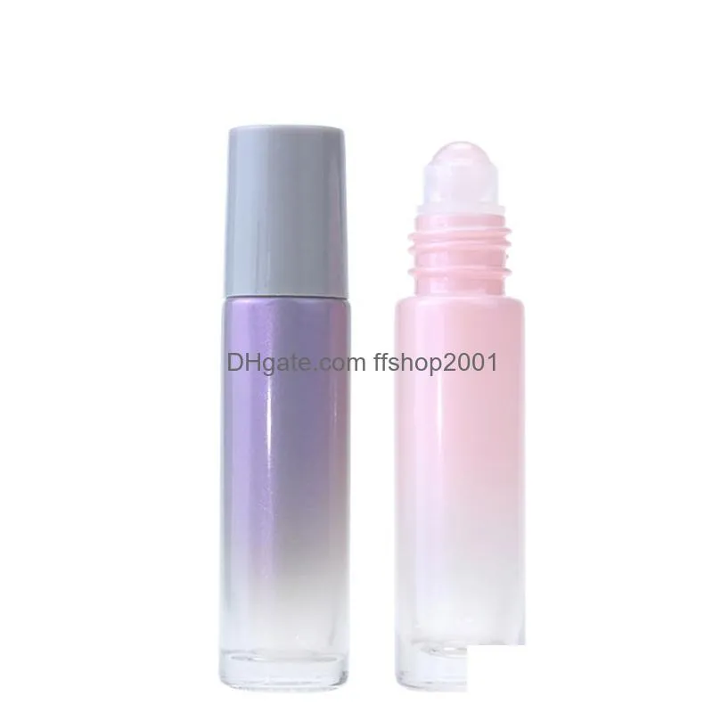 10ml jade roll on bottle travel portable glass  oil bottles natural crystal stone cosmetic empty bottling