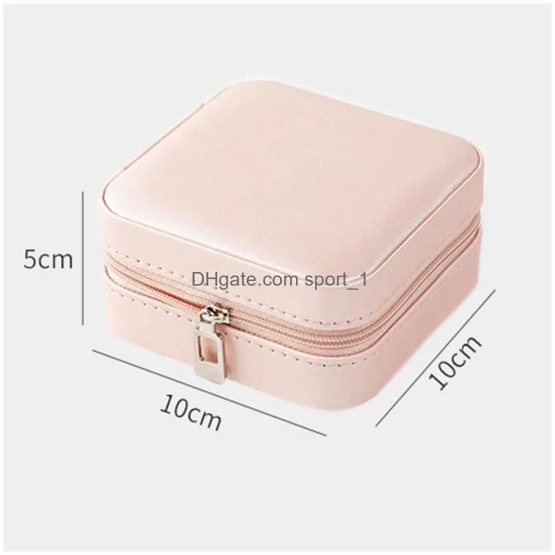 portable travel jewelry storage box pu leather display rack necklace earrings ring boxes desktop decoration