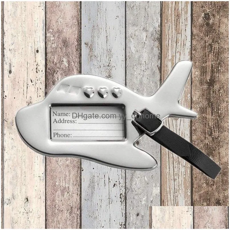 stainless steel luggage tag party favor creative airplane shape sign tags label wedding guest gifts gift package
