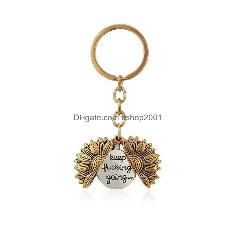 metal keychain pendant creative sunflower can open keychains luggage decoration key ring gift supplies dhs