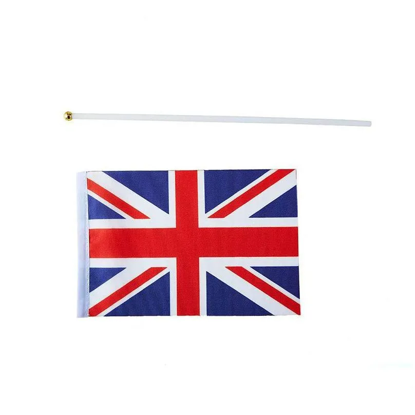 14x21cm uk flag polyester united kingdom festive hand waving flag garden flags banner with flagpole