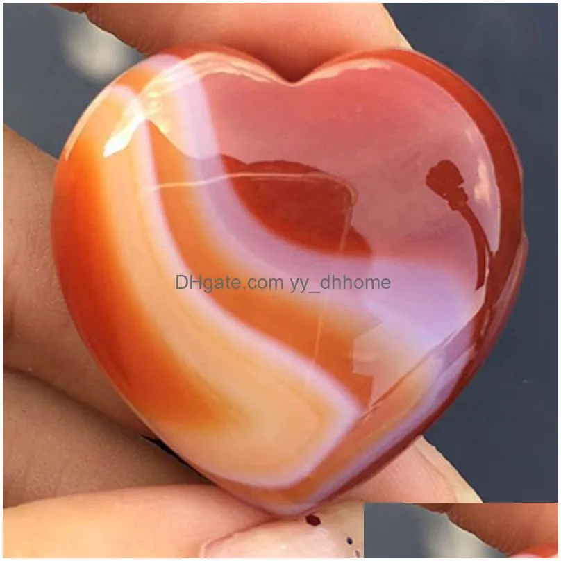 natural heart shaped crystal stone party favor pink carved palm love healing gemstone crafts desktop decoration ornaments