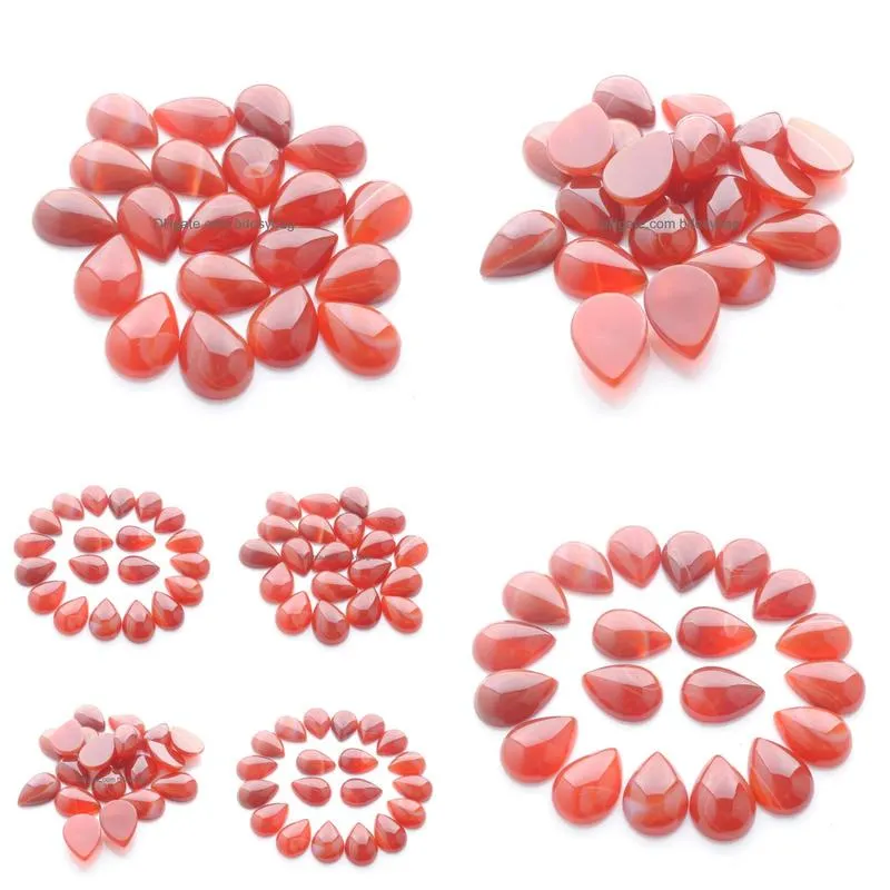 natural stripe red agate gemstones teardrop 13x18mm cabochon no hole loose beads for diy jewelry making earrings bracelets necklace rings accessories