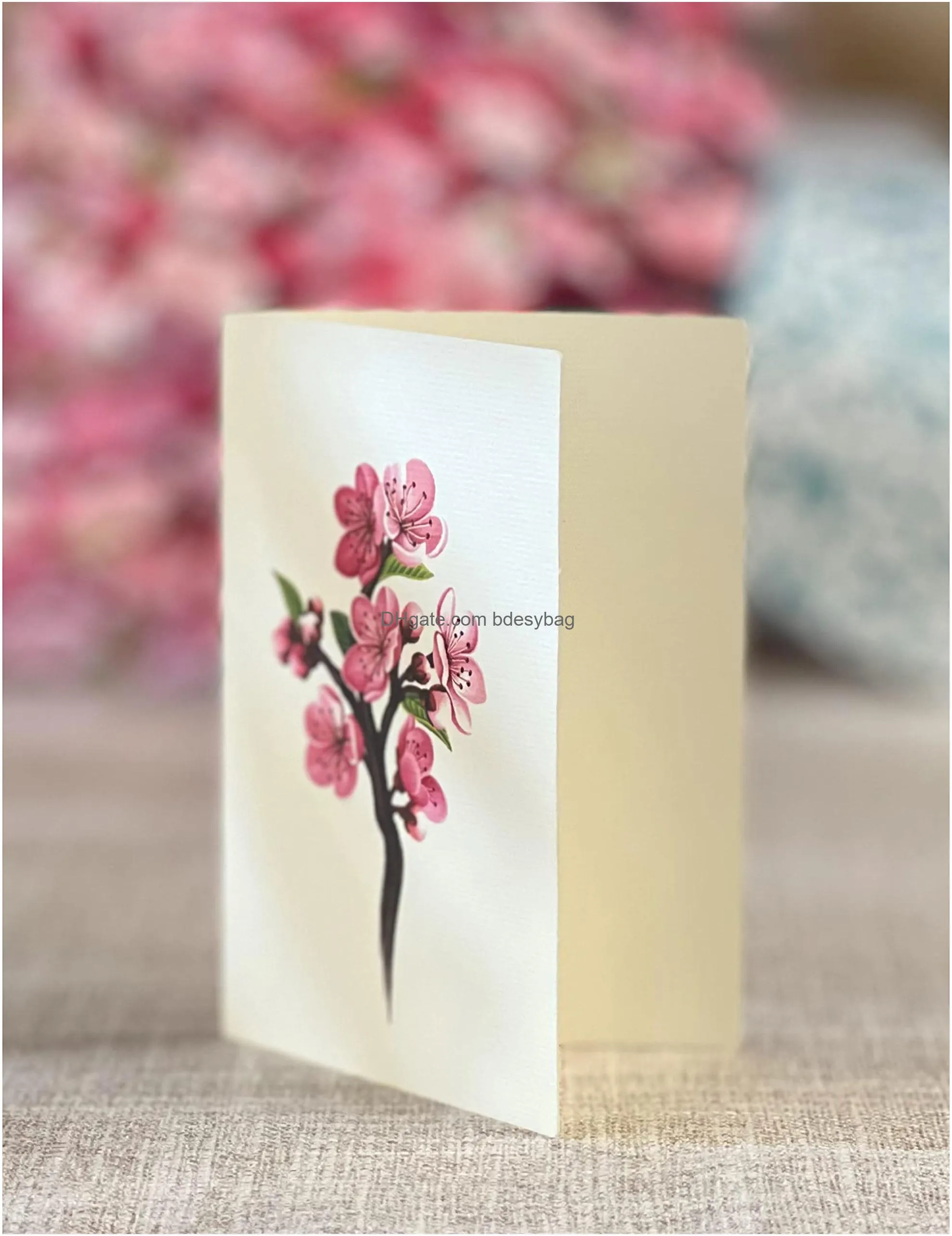  up cards cherry blossoms 12 inch life sized forever flower bouquet 3d popup greeting cards with note card and envelope cherry blossoms