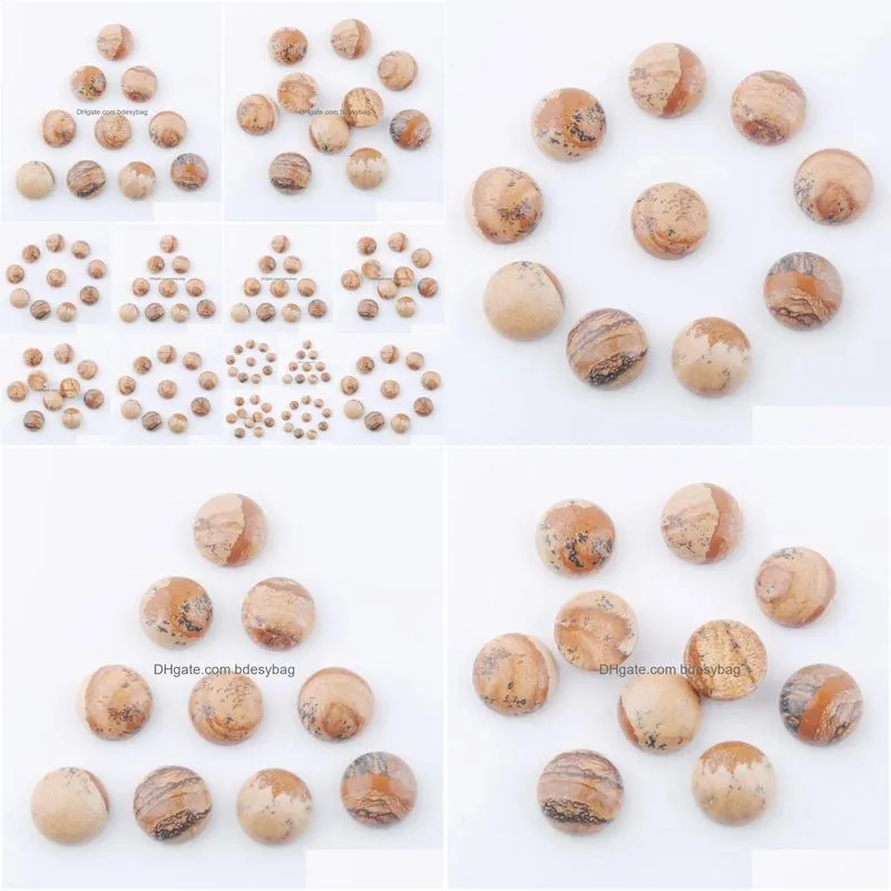 natural gem stone owyhee picture 12mm round flat back cabochon cab no drill hole beads making findings u3250